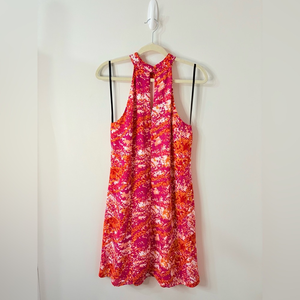 SHELLI SEGAL Halter Dress Chic Wedding Guest Dress Summer Cocktail Vacation Sz 8 - Picture 3 of 7